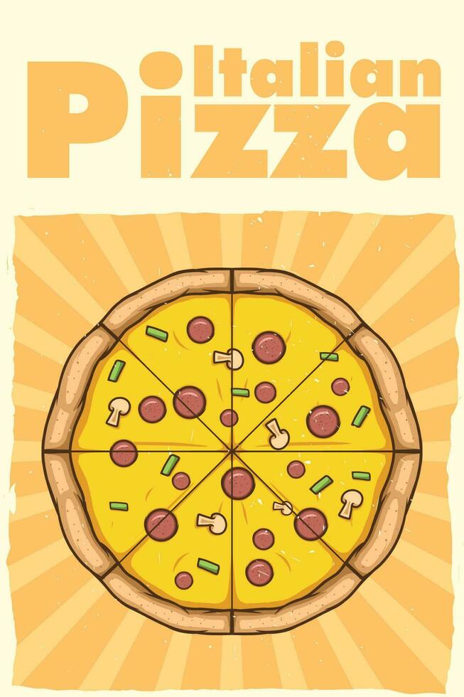 italiano Pizza póster para impresión vector
