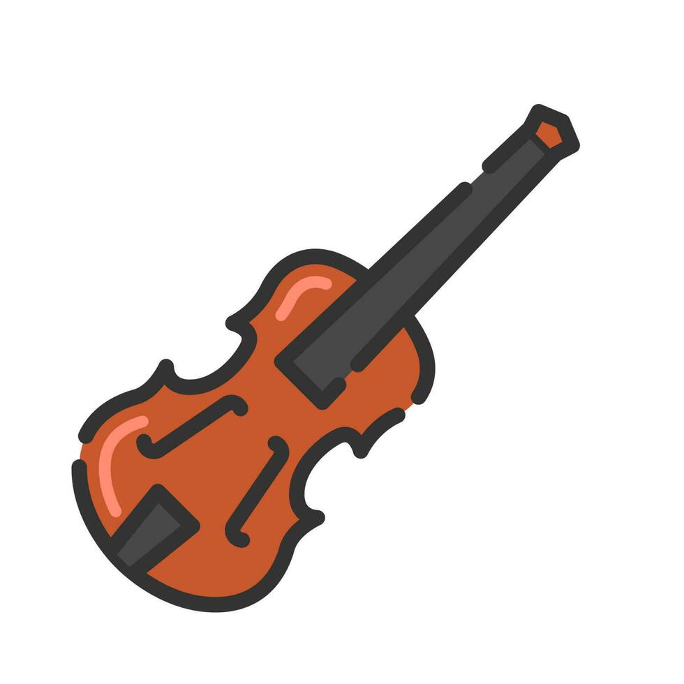 violín plano icono, vector ilustración