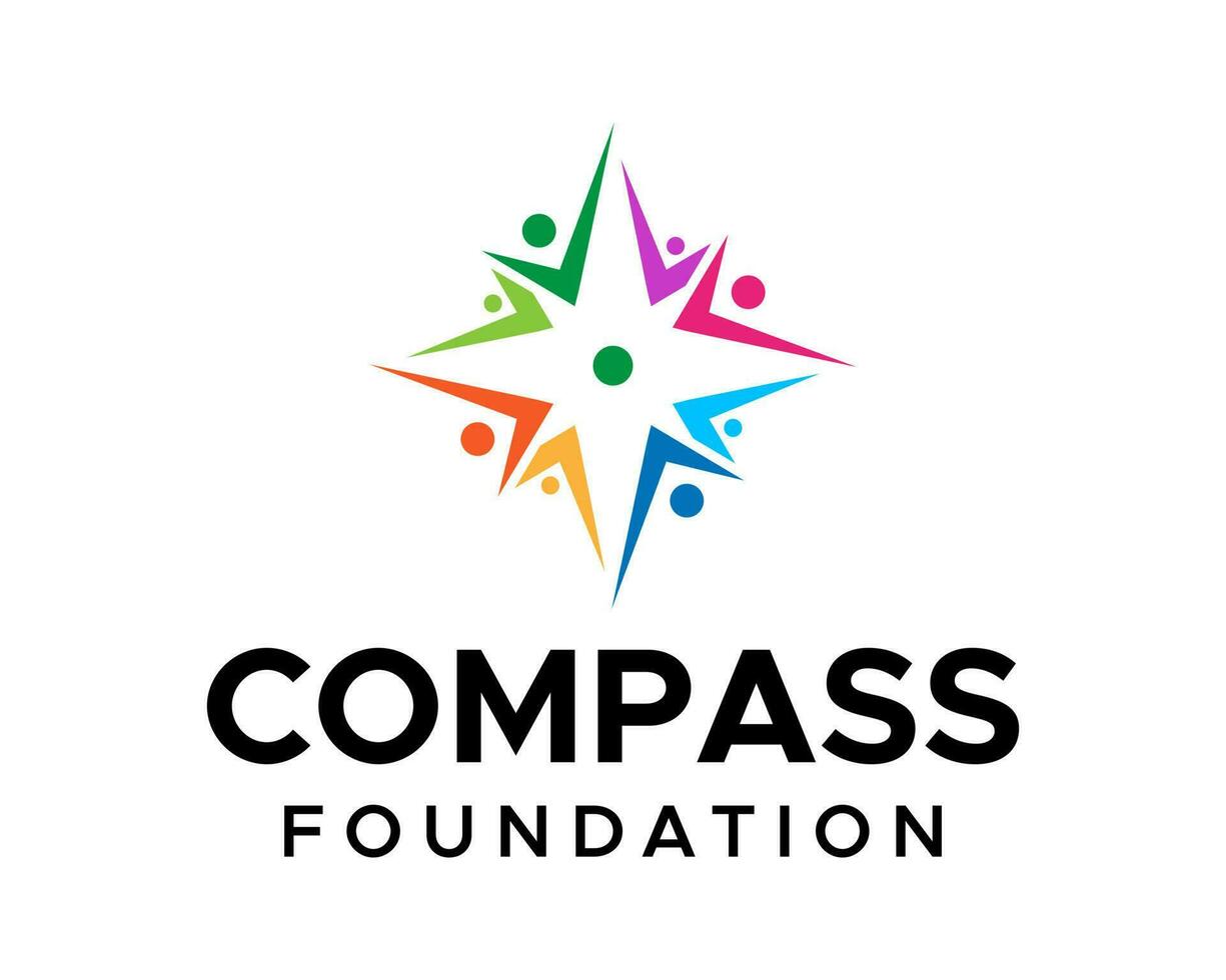 Compass foundation logo with a colorful circle of people vector