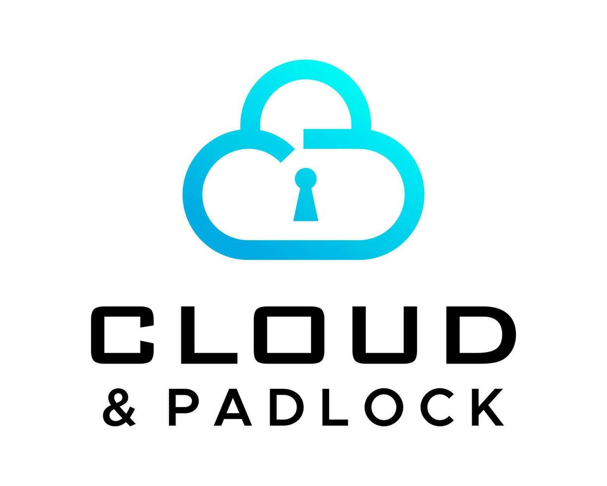 Cloud and padlock logo with a white background. vector