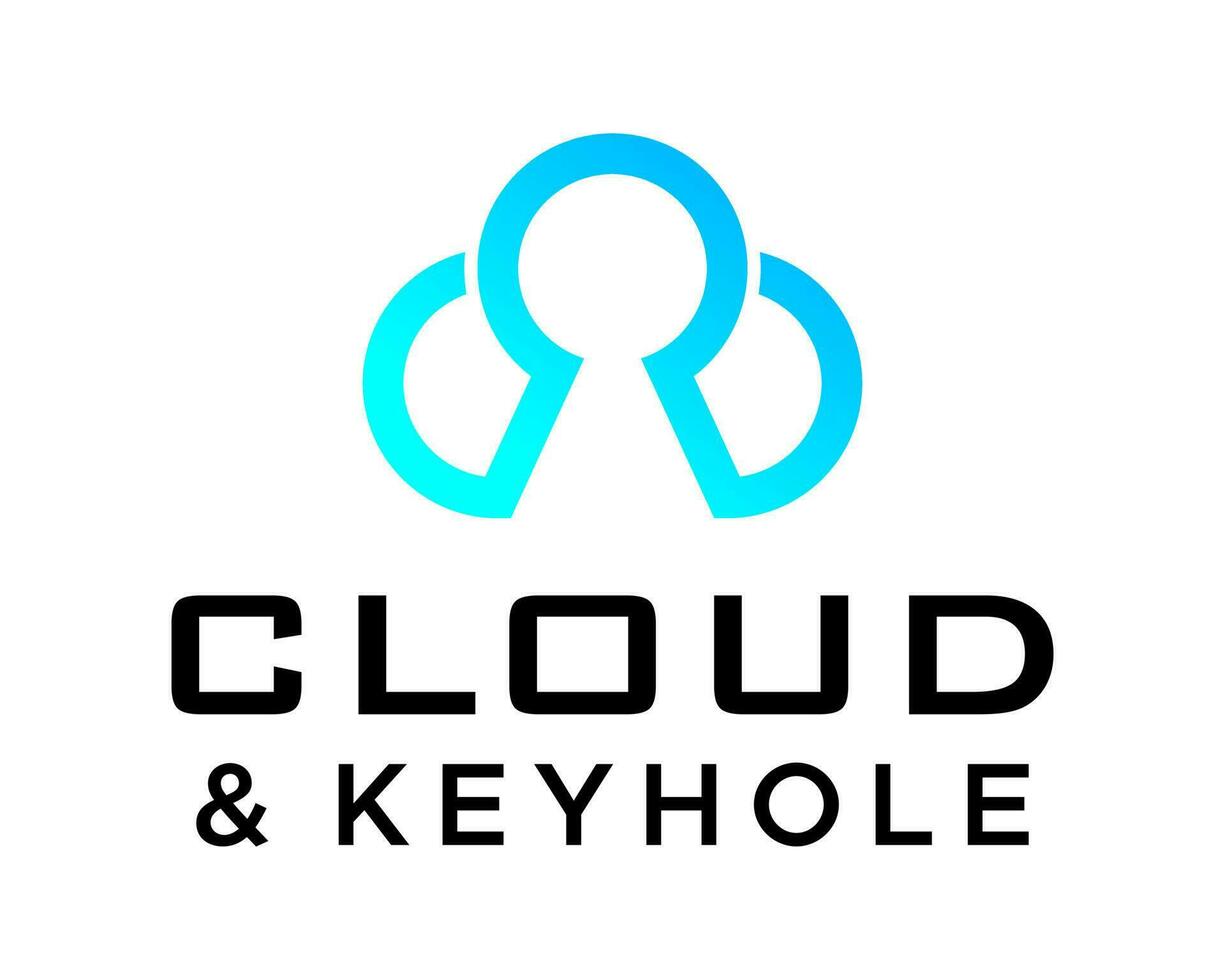 Geometric cloud and security keyhole logo design. vector