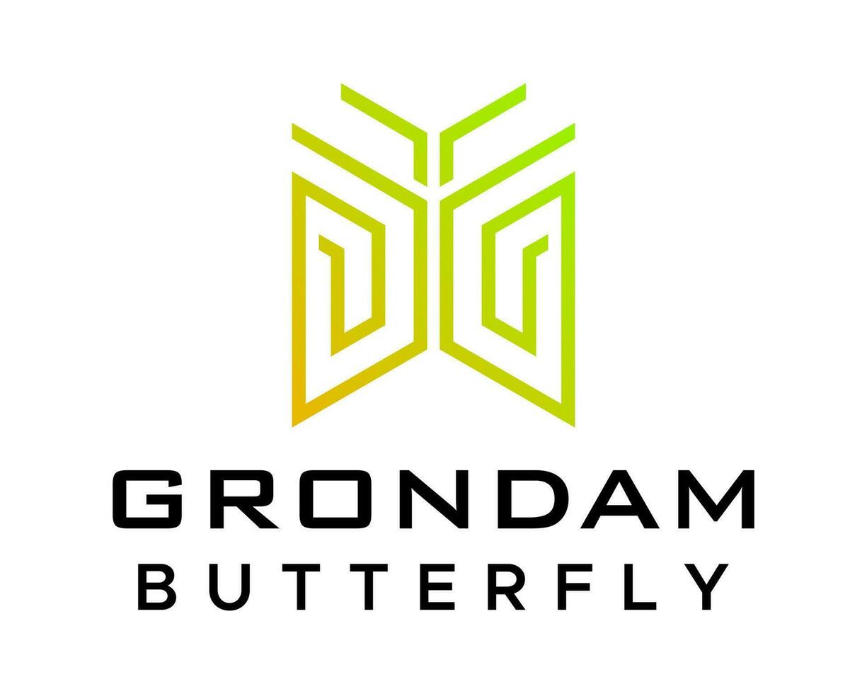 G letter monogram butterfly logo design. vector