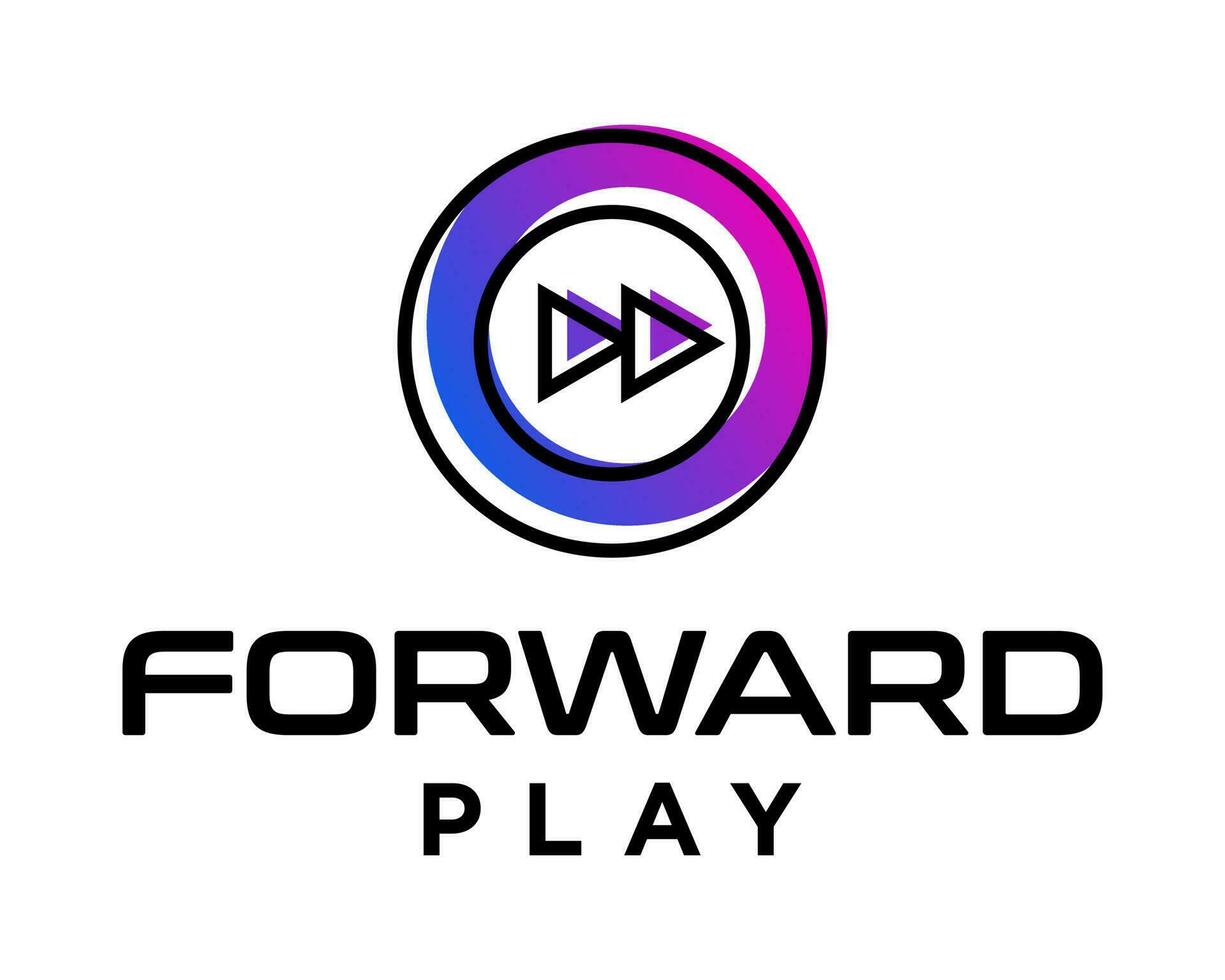 A logo for a video game called forward play. vector
