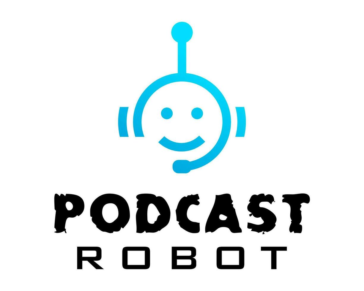 A blue logo for podcast robot. vector
