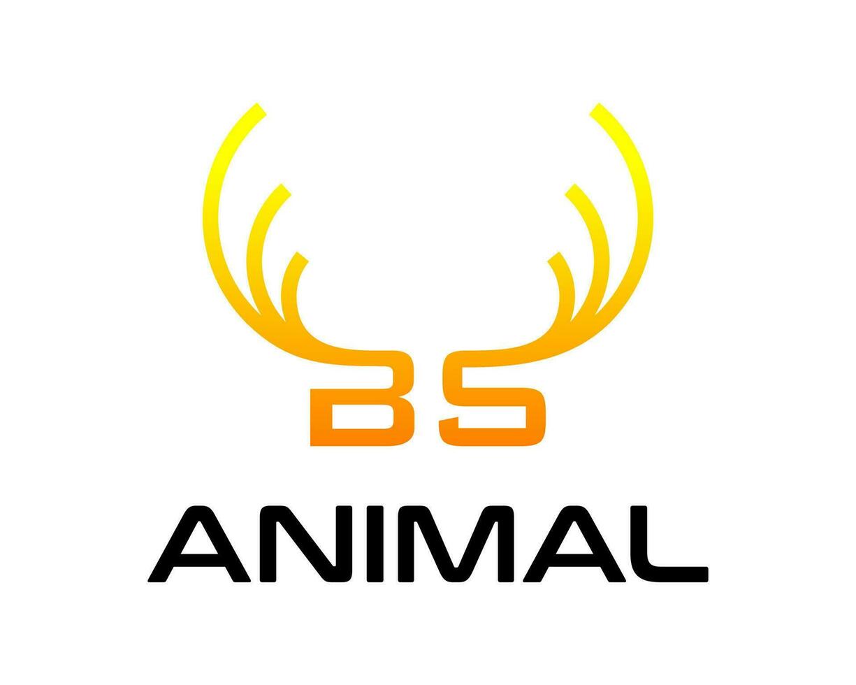 BS letter monogram deer antlers animal logo design. vector