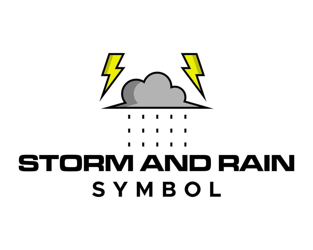 Rain cloud thunder storm weather logo design. vector