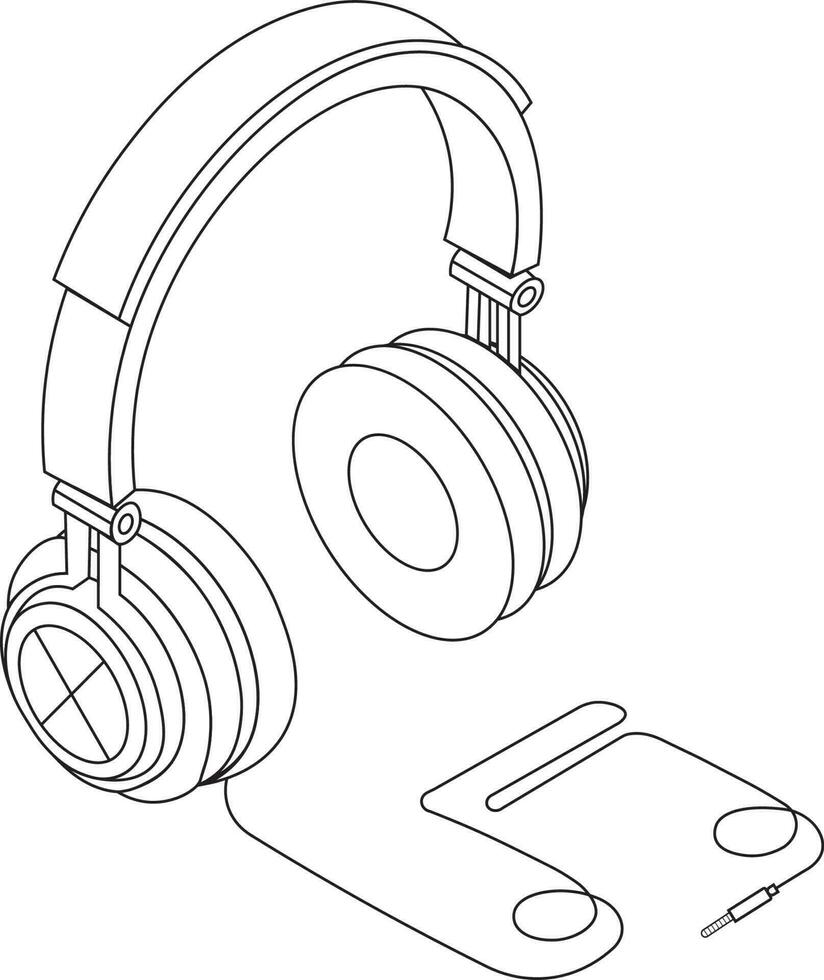 HEADPHONE CUSTOMIZABLE coloring page vector