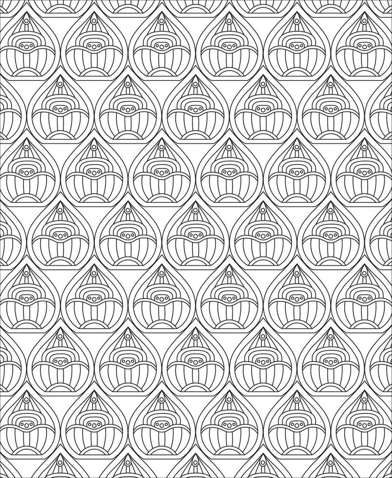 Pattern Background, Black and white seamless pattern for coloring book in doodle style. vector