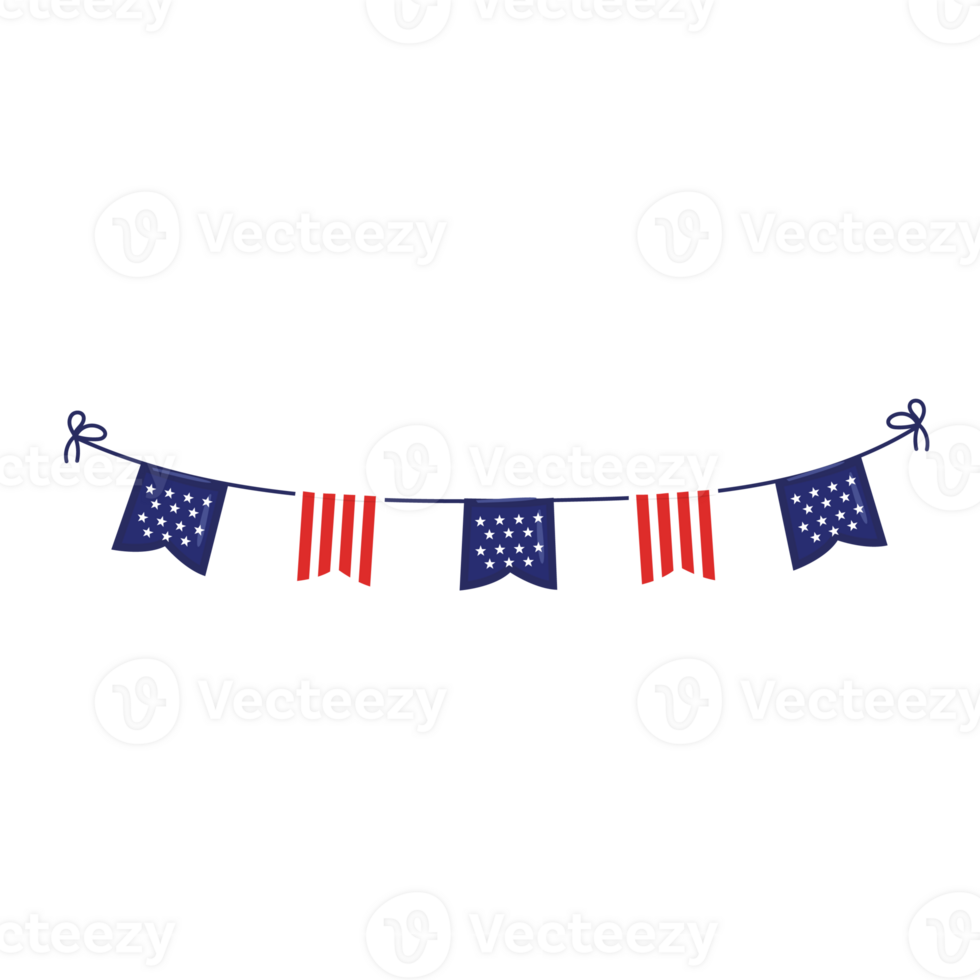 4th of july usa flag banner garland element independenc png