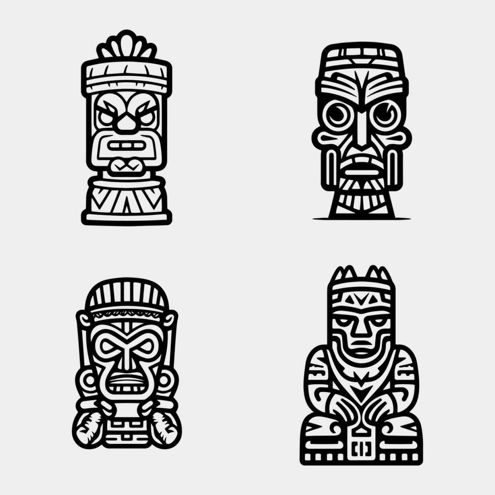 Tiki idols icon set. Simple set of tiki idols vector icons for web design isolated on white background