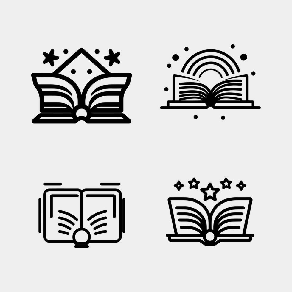 conjunto de libro icono aislado en blanco vector