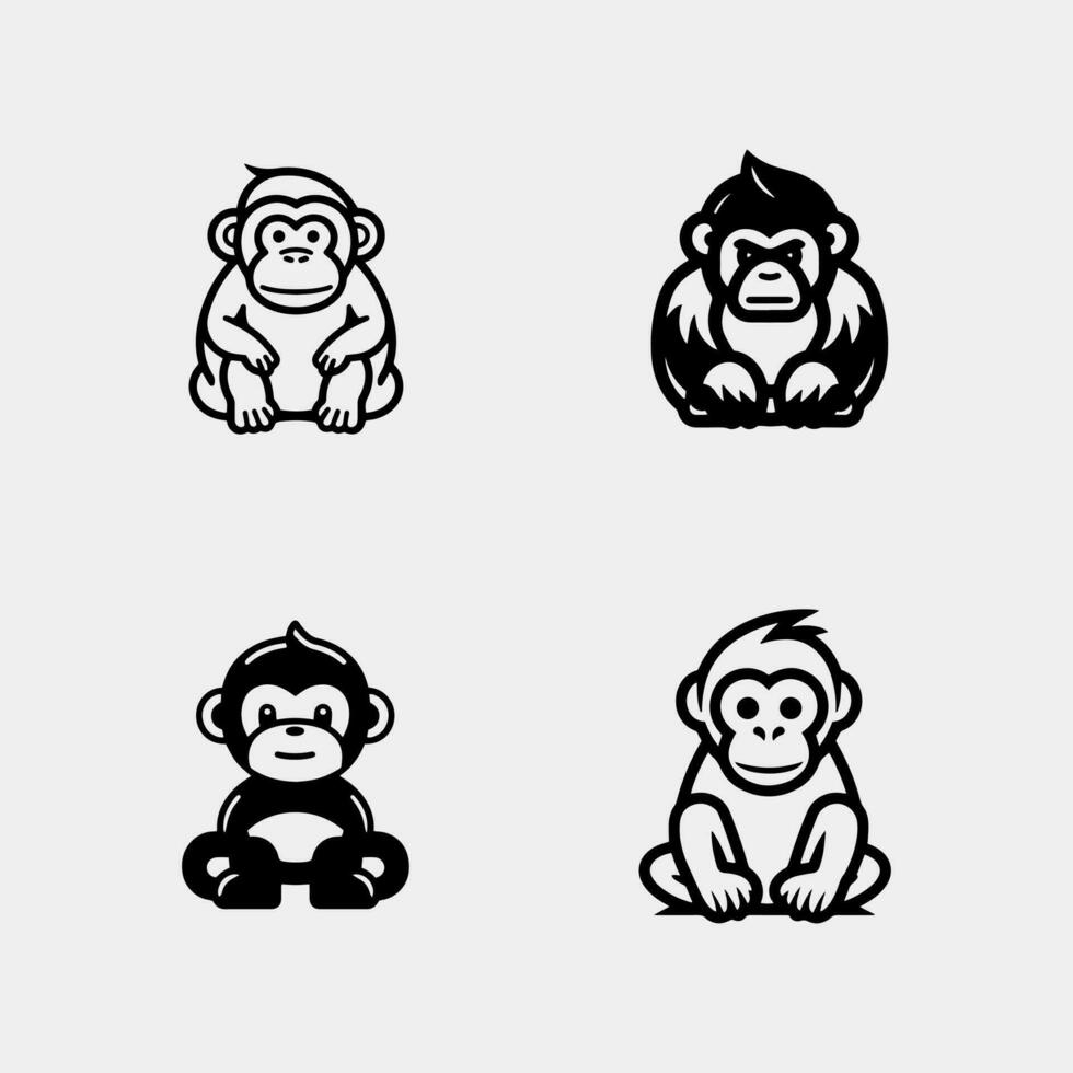 Cute Little Monkeys isolated on white vector