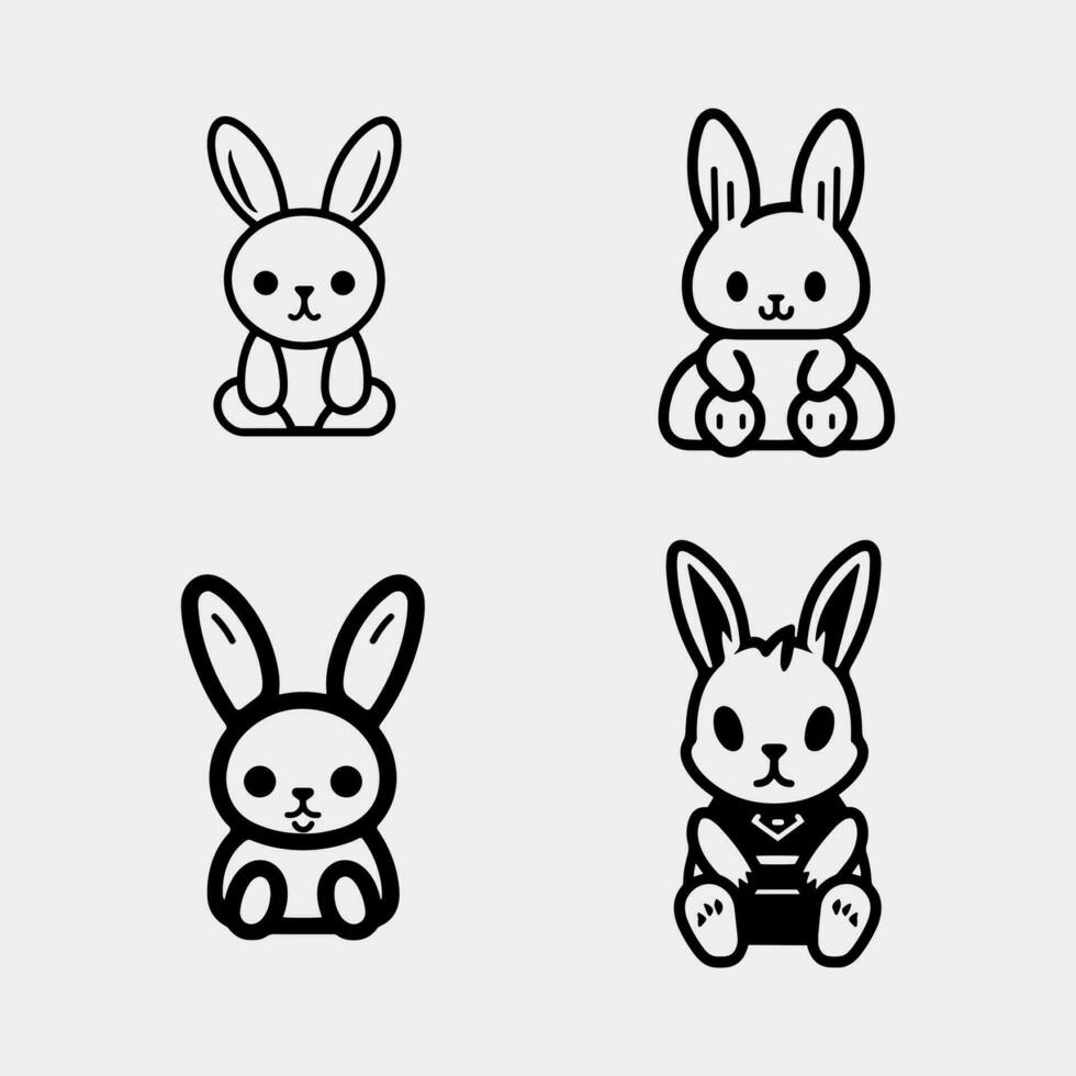 set of cute rabbit vector illustration set character design