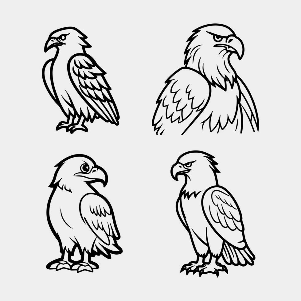 cute eagle animal cartoon, simple vector illustration isolated