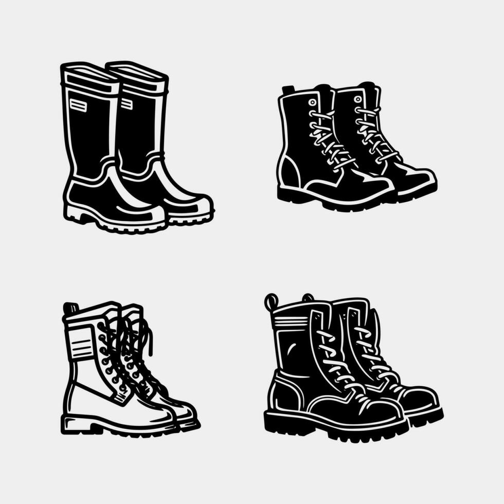 set of Boot icon. Hiking boots icon isolated. Vector illustration.