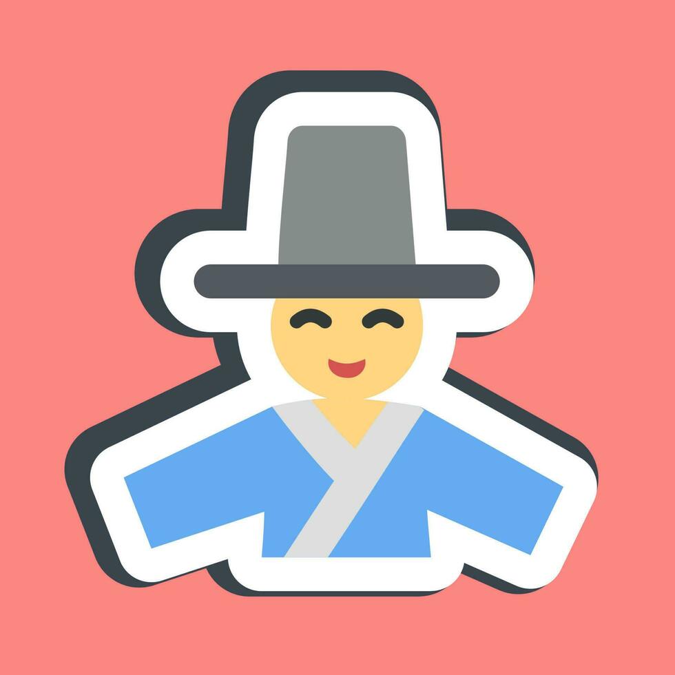 Sticker south korean man. South Korea elements. Good for prints, posters, logo, advertisement, infographics, etc. vector