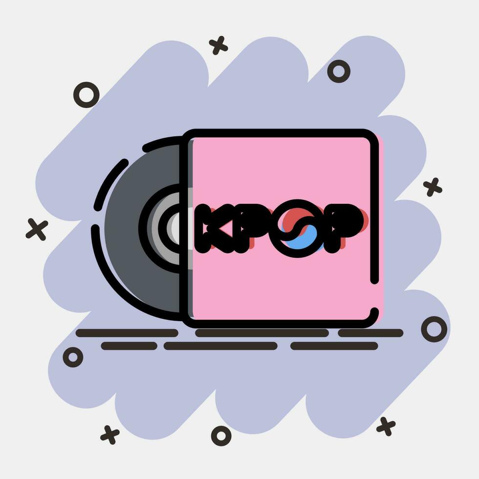 Icon korean pop disc. South Korea elements. Icons in comic style. Good for prints, posters, logo, advertisement, infographics, etc. vector