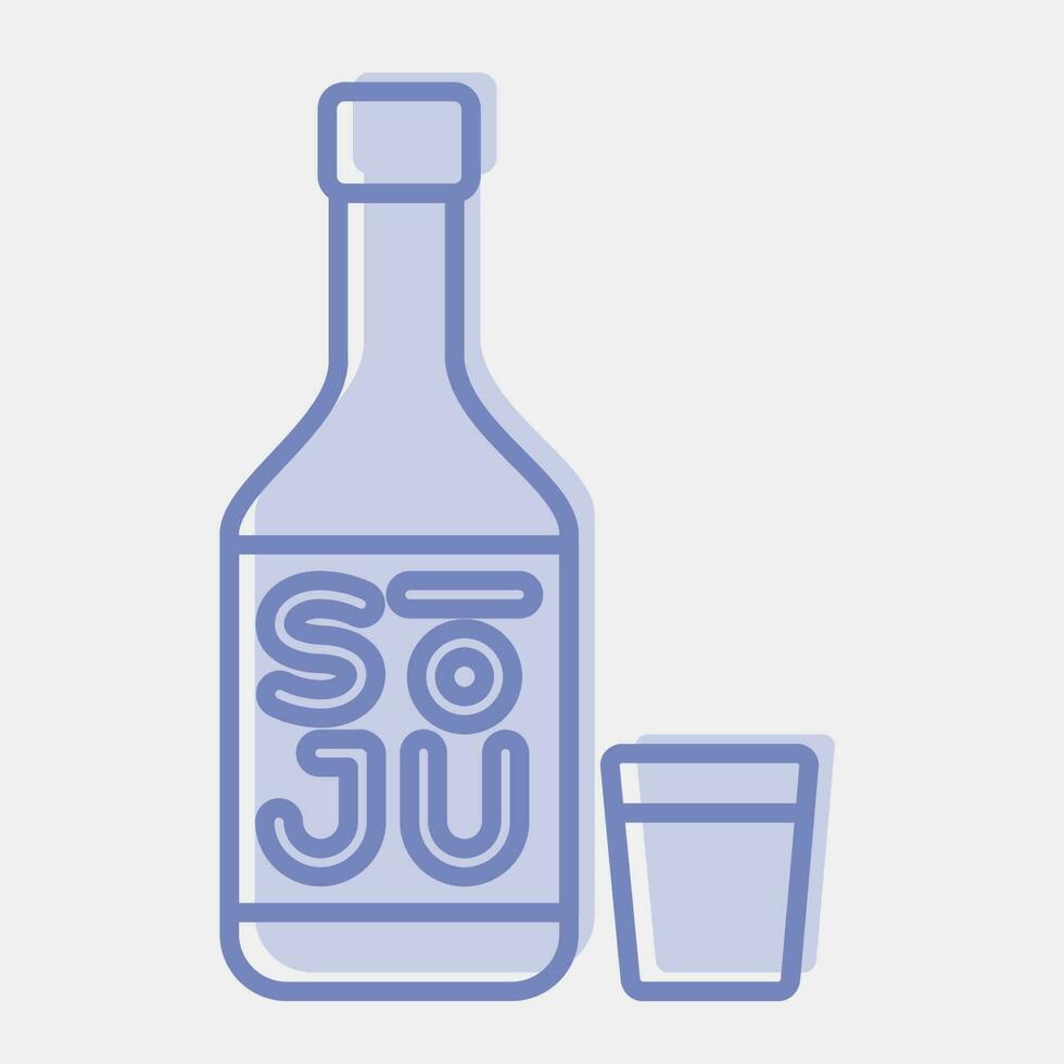 icono soju coreano alcohol. sur Corea elementos. íconos en dos tono estilo. bueno para huellas dactilares, carteles, logo, anuncio publicitario, infografía, etc. vector