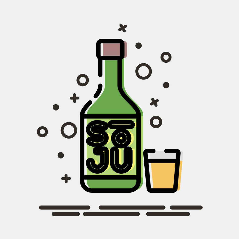 Icon soju korean alcohol. South Korea elements. Icons in MBE style. Good for prints, posters, logo, advertisement, infographics, etc. vector