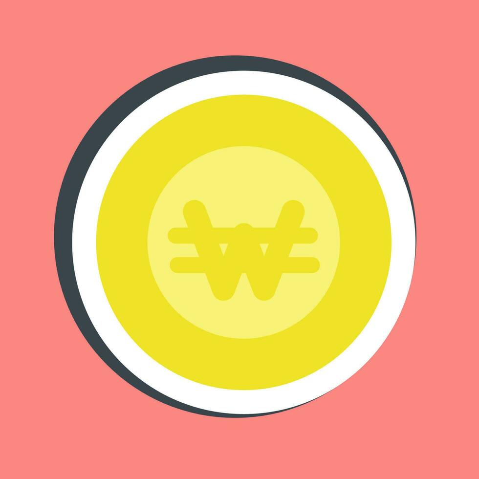 Sticker korean won currency. South Korea elements. Good for prints, posters, logo, advertisement, infographics, etc. vector