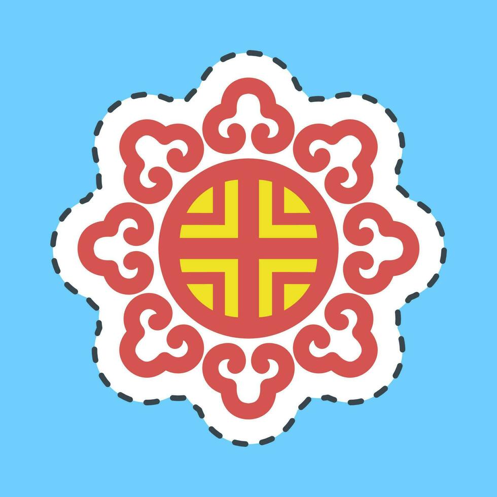 Sticker line cut korean traditional ornament. South Korea elements. Good for prints, posters, logo, advertisement, infographics, etc. vector
