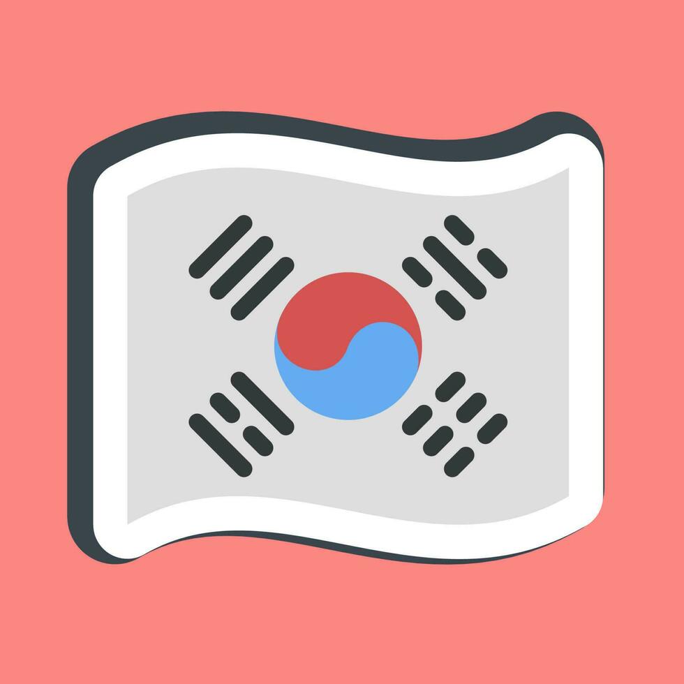 Sticker south korean flag. South Korea elements. Good for prints, posters, logo, advertisement, infographics, etc. vector