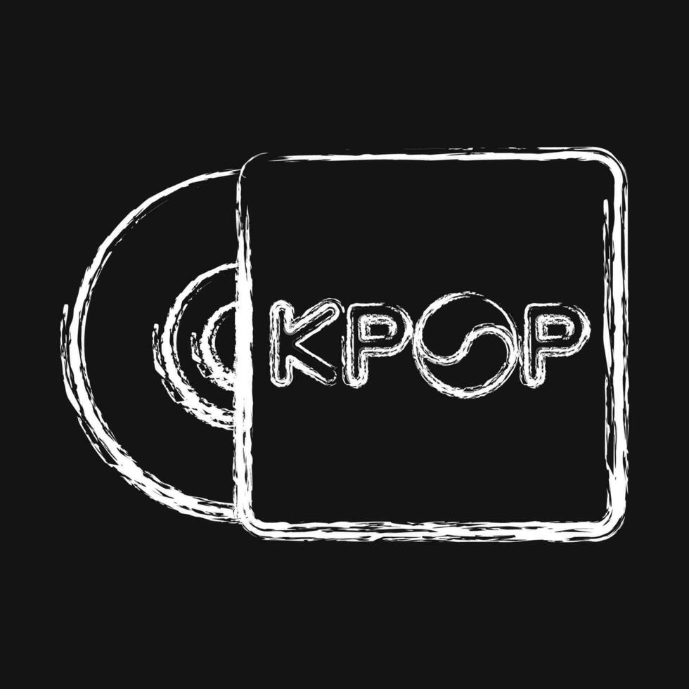 Icon korean pop disc. South Korea elements. Icons in chalk style. Good for prints, posters, logo, advertisement, infographics, etc. vector