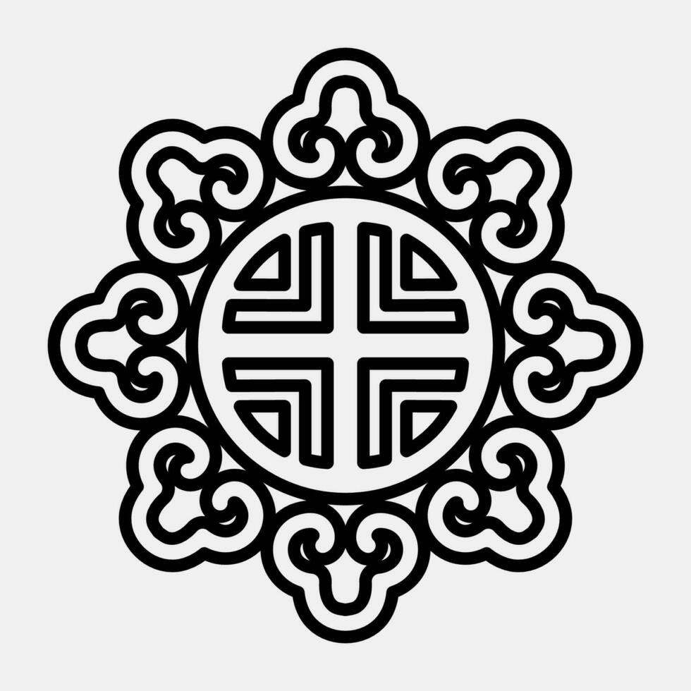 Icon korean traditional ornament. South Korea elements. Icons in line style. Good for prints, posters, logo, advertisement, infographics, etc. vector