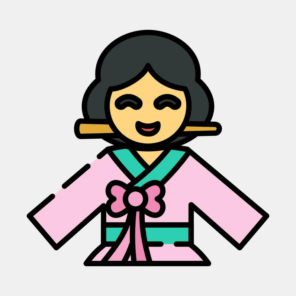 Icon south korean woman. South Korea elements. Icons in filled line style. Good for prints, posters, logo, advertisement, infographics, etc. vector