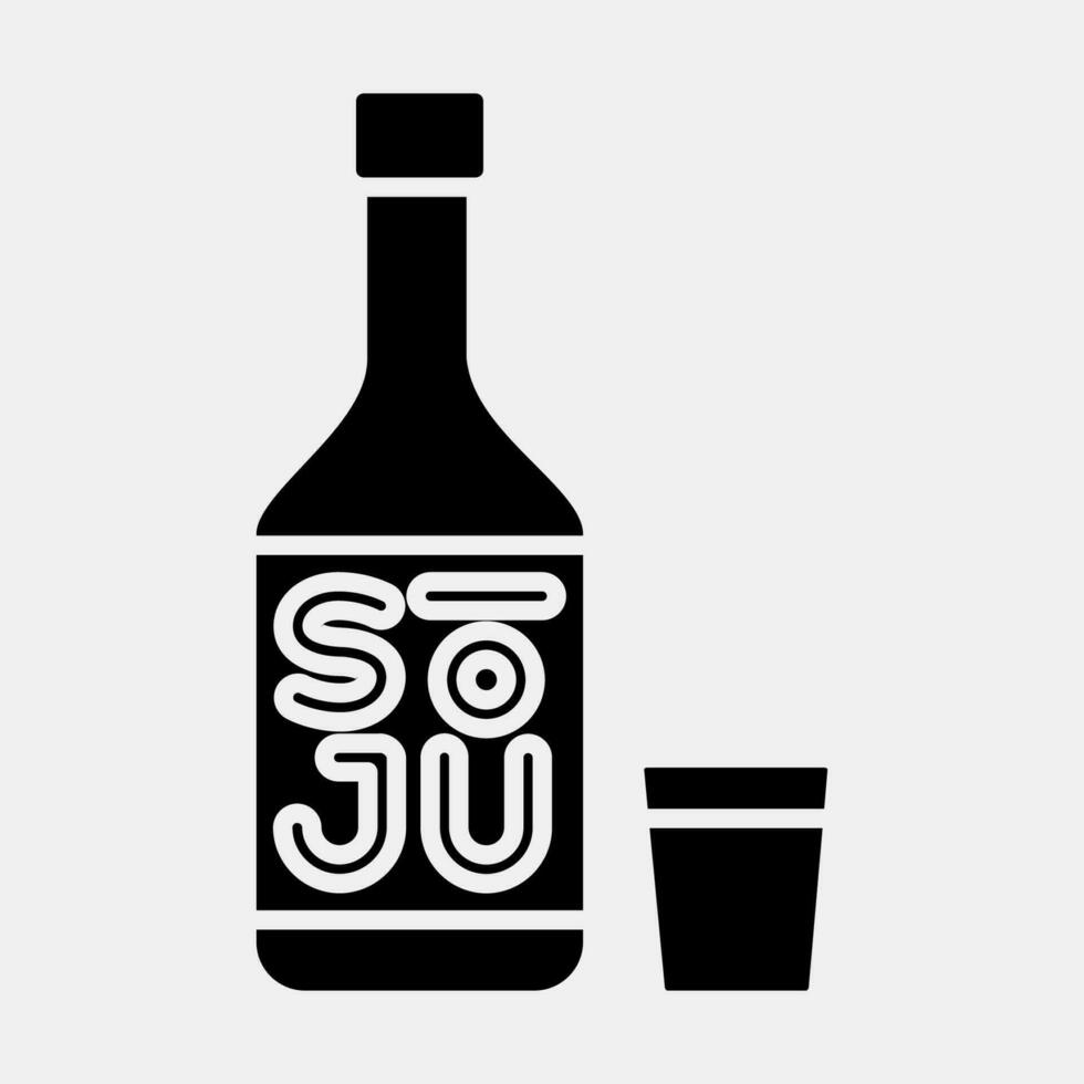Icon soju korean alcohol. South Korea elements. Icons in glyph style. Good for prints, posters, logo, advertisement, infographics, etc. vector
