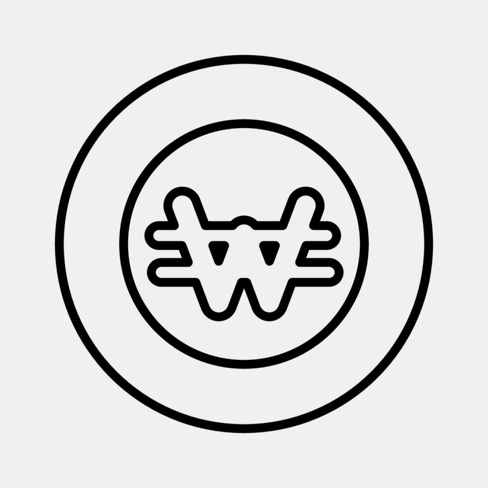 Icon korean won currency. South Korea elements. Icons in line style. Good for prints, posters, logo, advertisement, infographics, etc. vector
