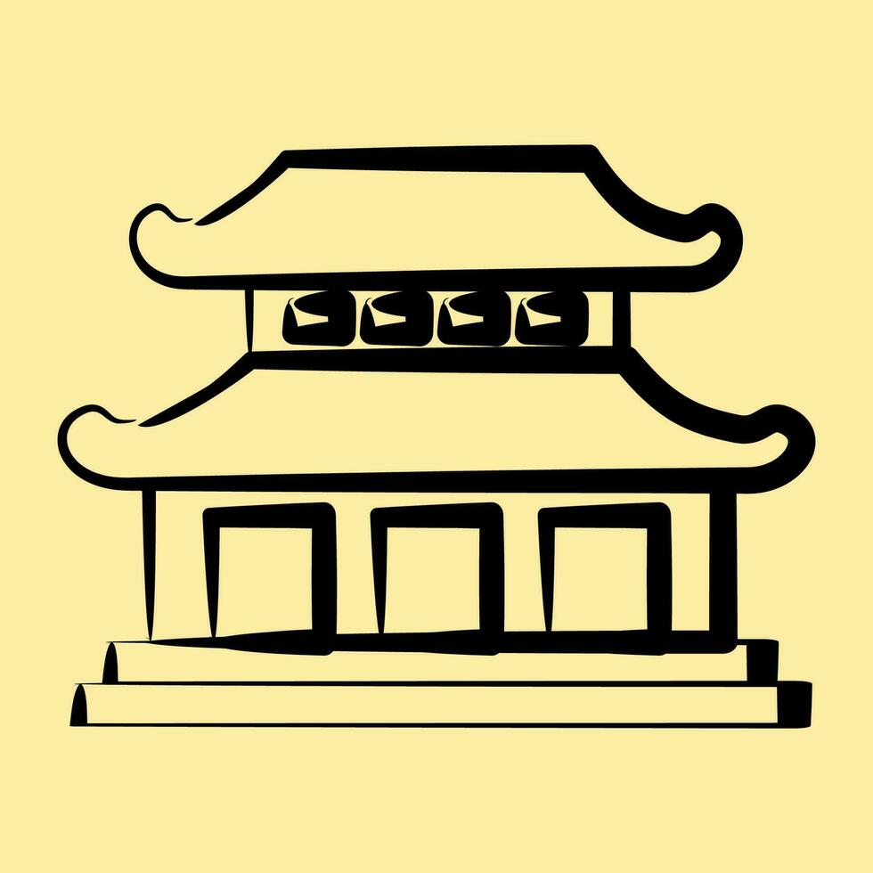 icono sur Corea palacio. sur Corea elementos. íconos en mano dibujado estilo. bueno para huellas dactilares, carteles, logo, anuncio publicitario, infografía, etc. vector