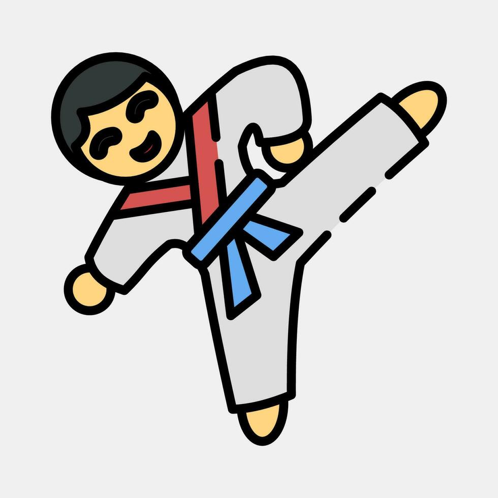 Icon taekwondo martial arts. South Korea elements. Icons in filled line style. Good for prints, posters, logo, advertisement, infographics, etc. vector