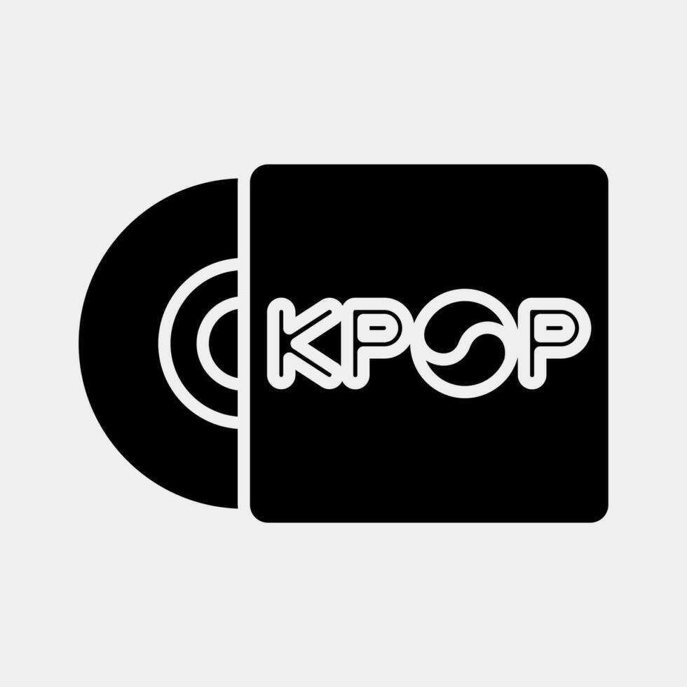 Icon korean pop disc. South Korea elements. Icons in glyph style. Good for prints, posters, logo, advertisement, infographics, etc. vector