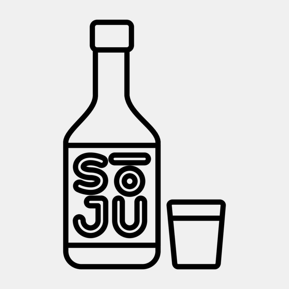 Icon soju korean alcohol. South Korea elements. Icons in line style. Good for prints, posters, logo, advertisement, infographics, etc. vector