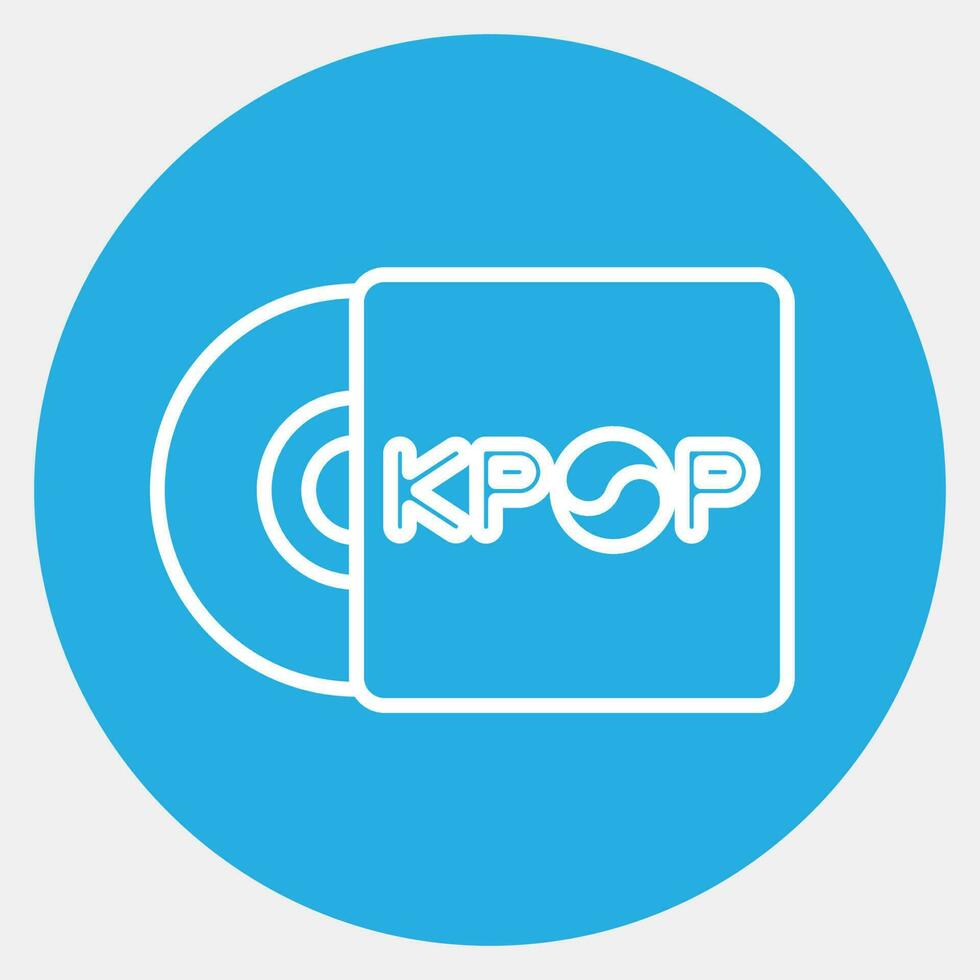 Icon korean pop disc. South Korea elements. Icons in blue round style. Good for prints, posters, logo, advertisement, infographics, etc. vector