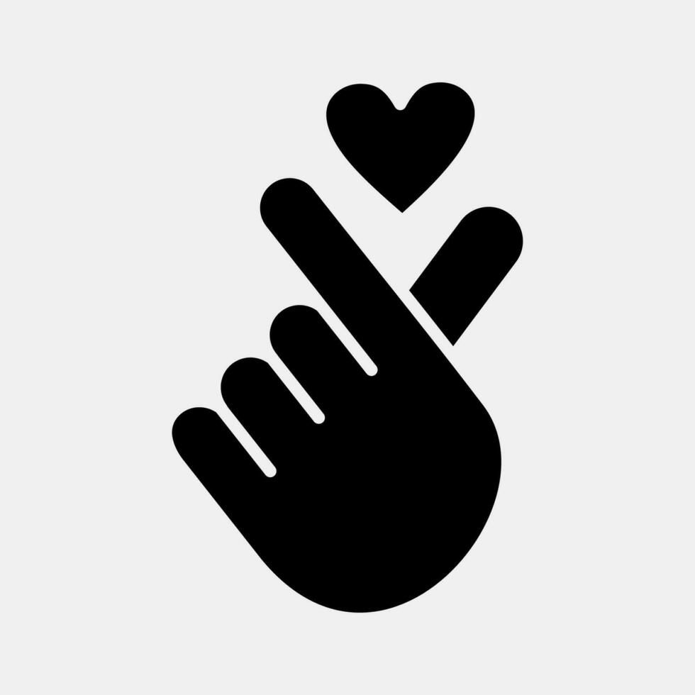 Icon heart symbol with finger hand. South Korea elements. Icons in glyph style. Good for prints, posters, logo, advertisement, infographics, etc. vector