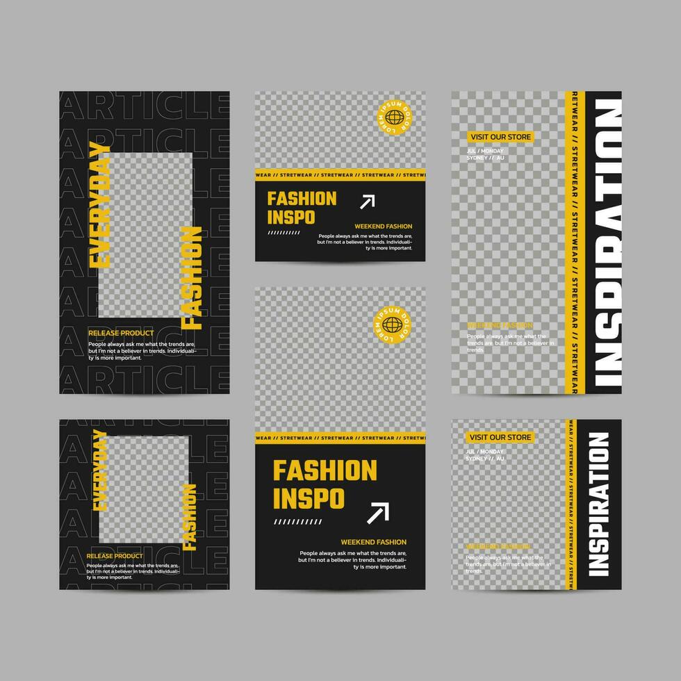 Modern fashion sale style for social media post templates. Editable template bundle design with Futuristic streetwear fashion design for social media post templates vector