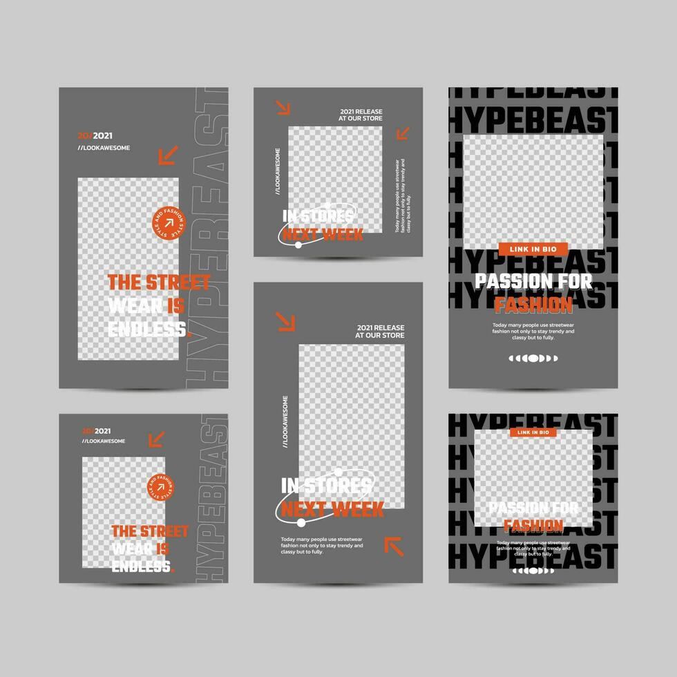 Modern fashion sale style for social media post templates. Editable template bundle design with Futuristic streetwear fashion design for social media post templates vector