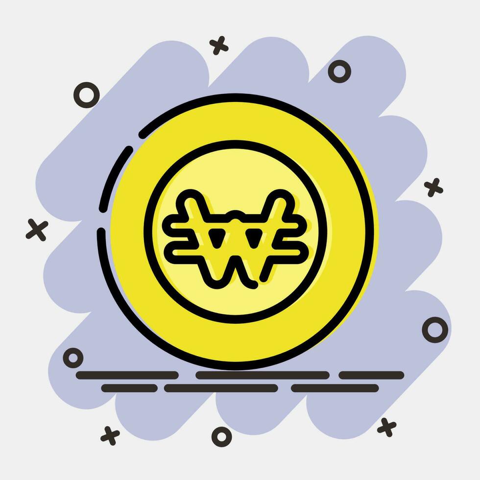 Icon korean won currency. South Korea elements. Icons in comic style. Good for prints, posters, logo, advertisement, infographics, etc. vector