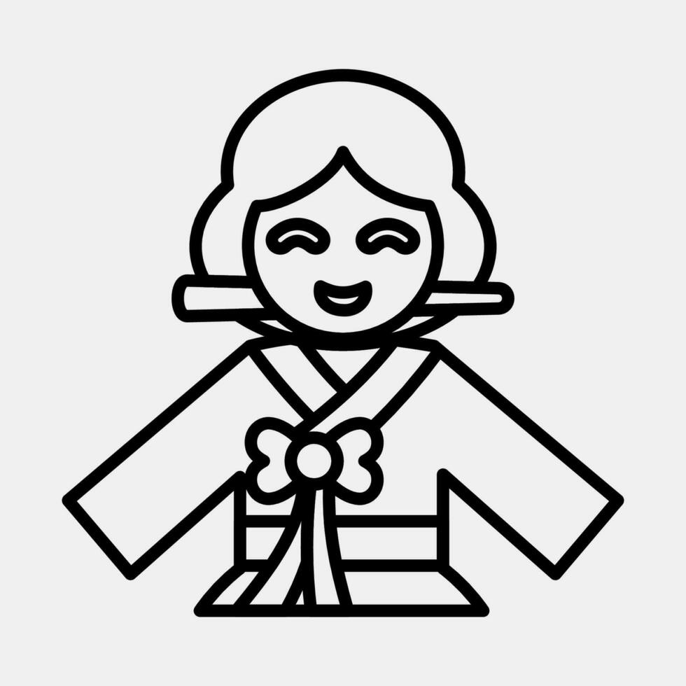 icono sur coreano mujer. sur Corea elementos. íconos en línea estilo. bueno para huellas dactilares, carteles, logo, anuncio publicitario, infografía, etc. vector