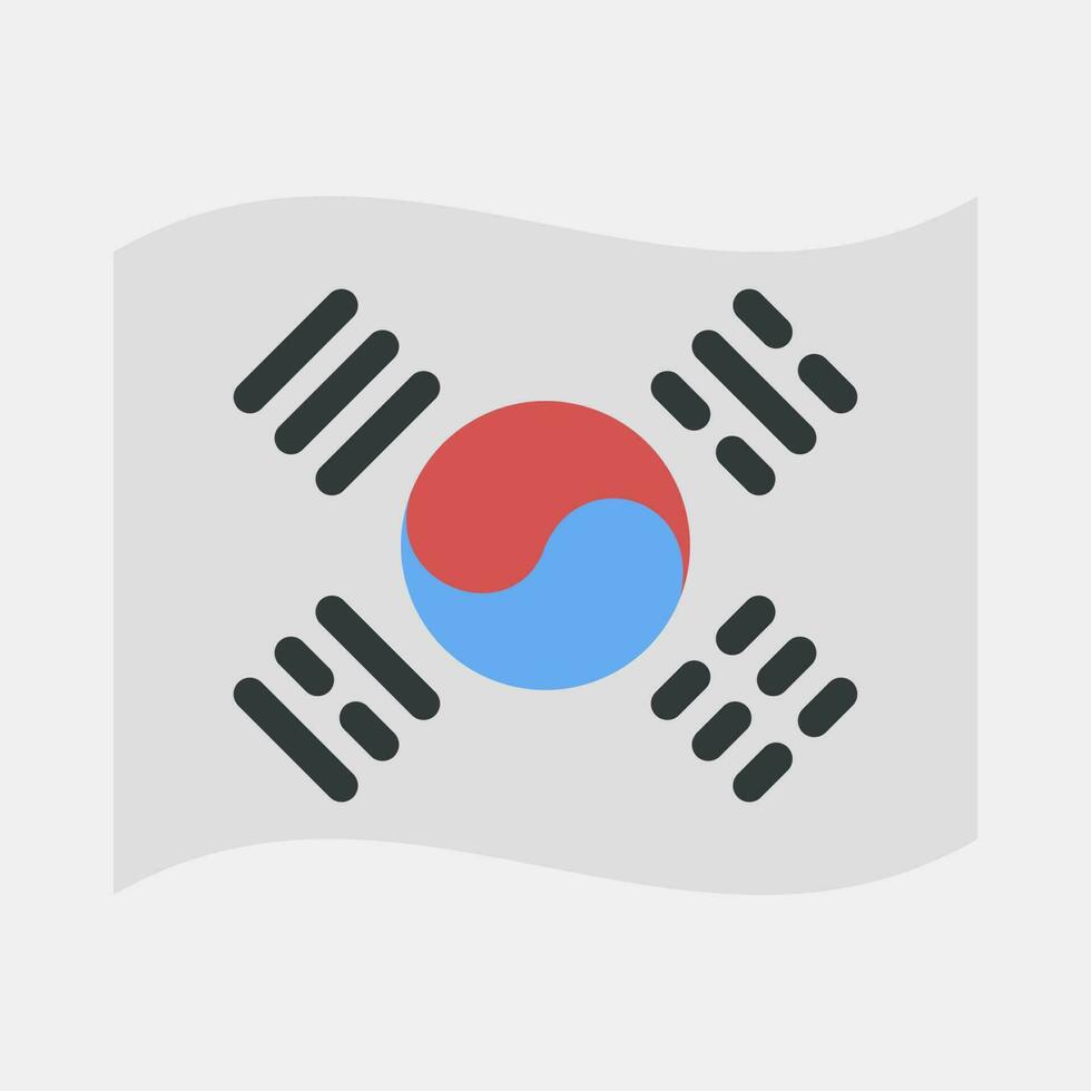 Icon south korean flag. South Korea elements. Icons in flat style. Good for prints, posters, logo, advertisement, infographics, etc. vector