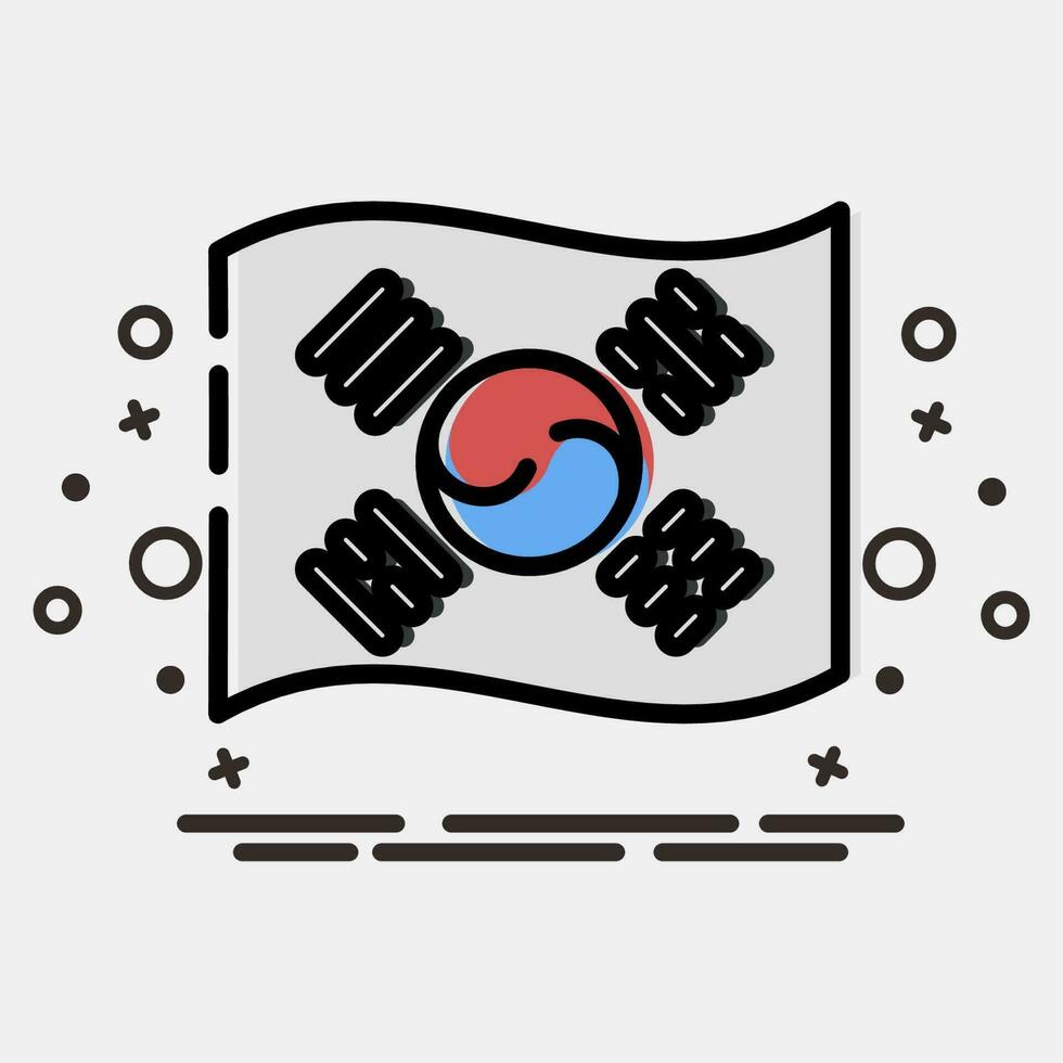 Icon south korean flag. South Korea elements. Icons in MBE style. Good for prints, posters, logo, advertisement, infographics, etc. vector