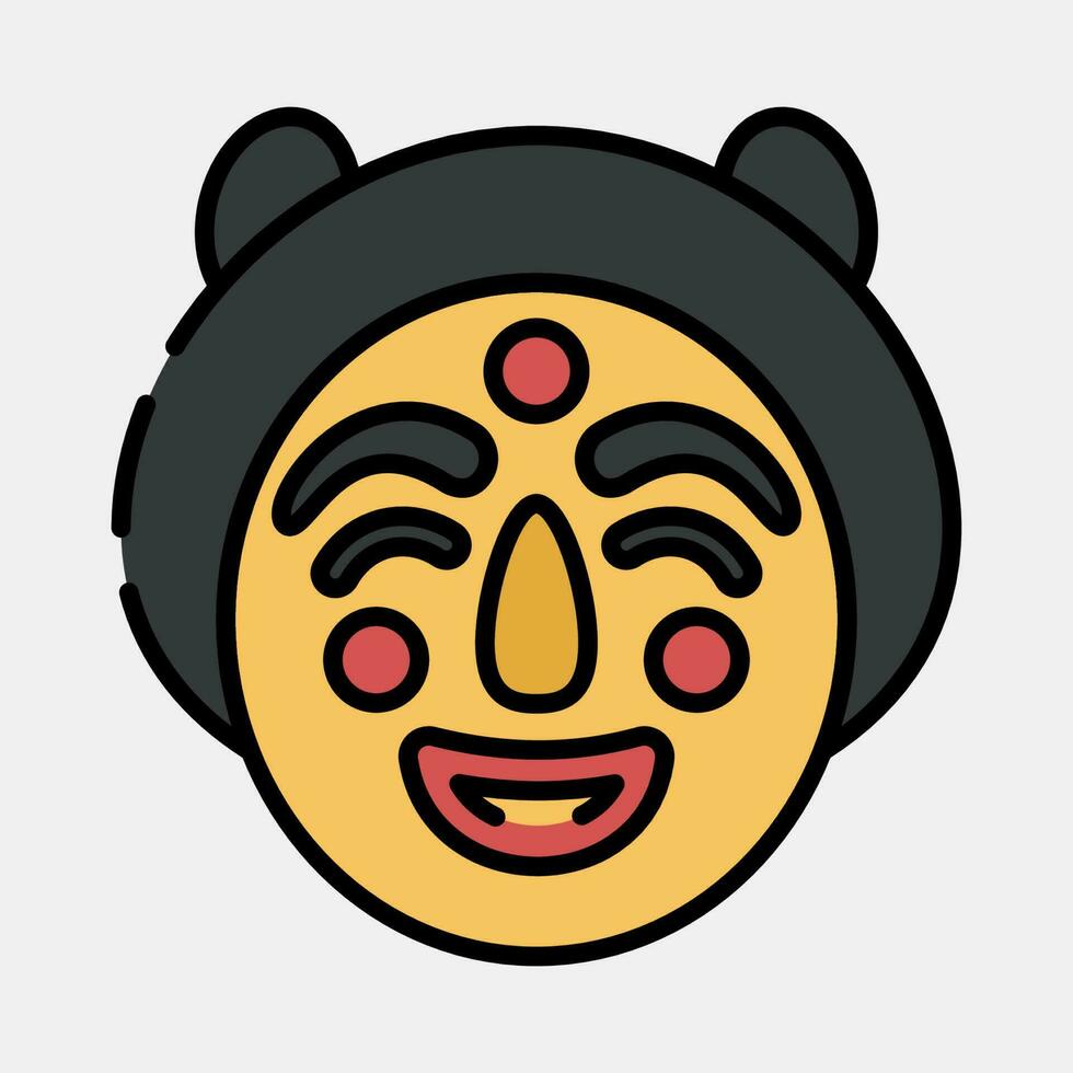 Icon traditional mask. South Korea elements. Icons in filled line style. Good for prints, posters, logo, advertisement, infographics, etc. vector