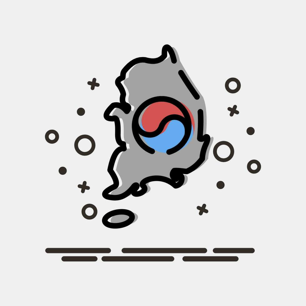 Icon south korea map. South Korea elements. Icons in MBE style. Good for prints, posters, logo, advertisement, infographics, etc. vector