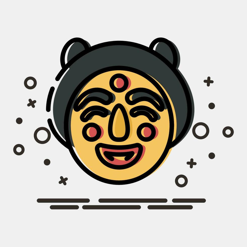 Icon traditional mask. South Korea elements. Icons in MBE style. Good for prints, posters, logo, advertisement, infographics, etc. vector