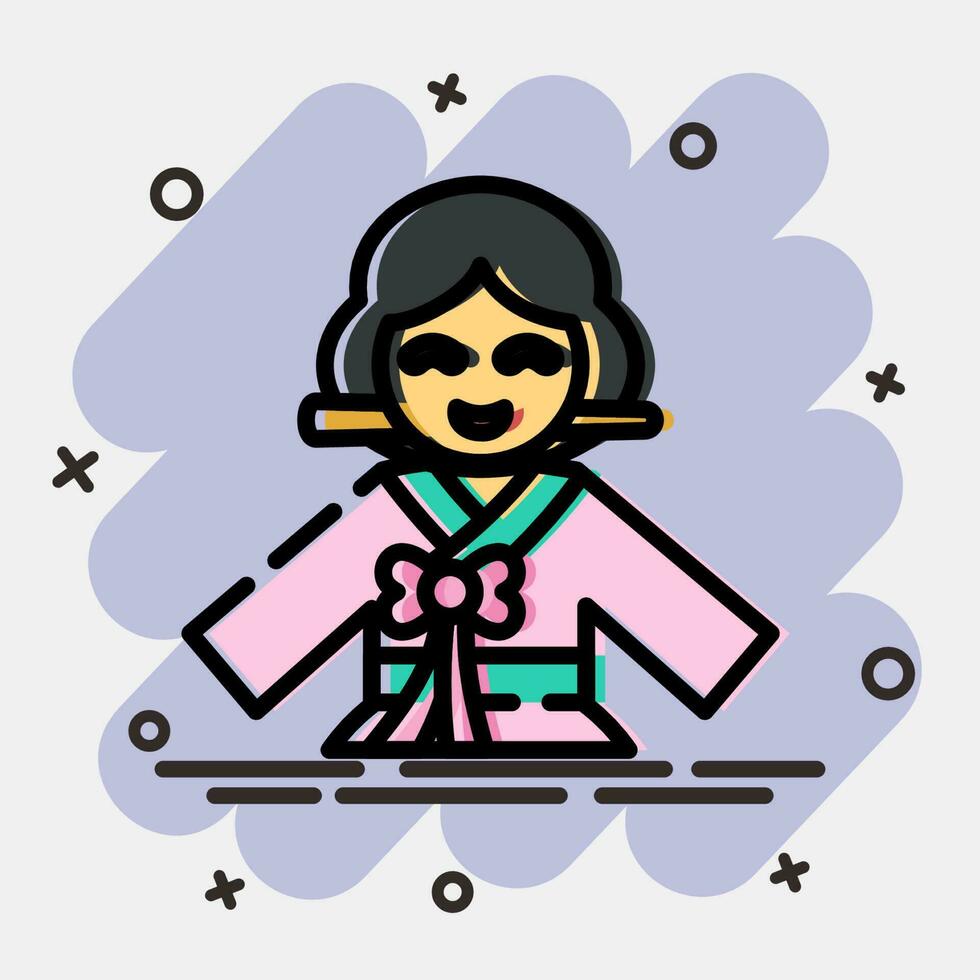 Icon south korean woman. South Korea elements. Icons in comic style. Good for prints, posters, logo, advertisement, infographics, etc. vector