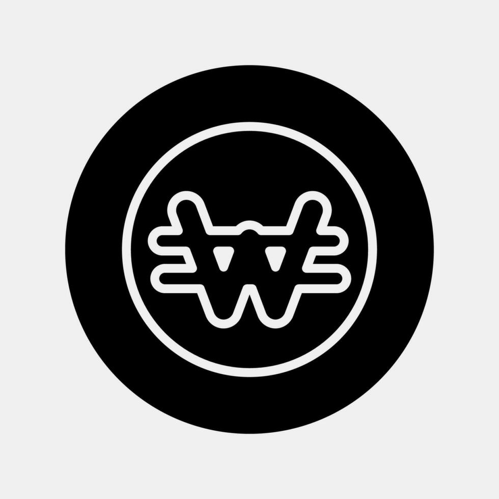 Icon korean won currency. South Korea elements. Icons in glyph style. Good for prints, posters, logo, advertisement, infographics, etc. vector