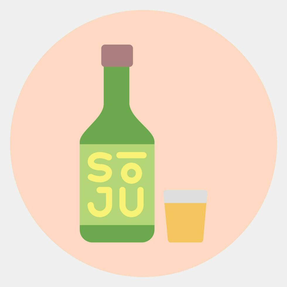 icono soju coreano alcohol. sur Corea elementos. íconos en color compañero estilo. bueno para huellas dactilares, carteles, logo, anuncio publicitario, infografía, etc. vector