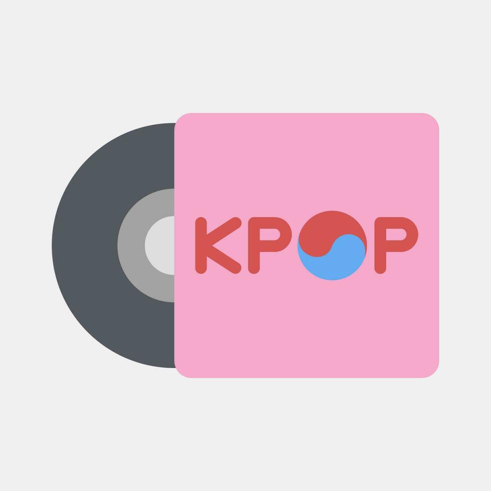 Icon korean pop disc. South Korea elements. Icons in flat style. Good for prints, posters, logo, advertisement, infographics, etc. vector